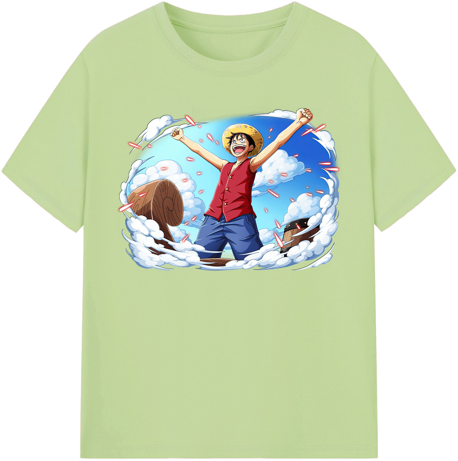 ワンピース モンキー・D・ルフィ ONE PIECE Monkey D. Luffy 綿100％半袖Tシャツ（フロントプリント）